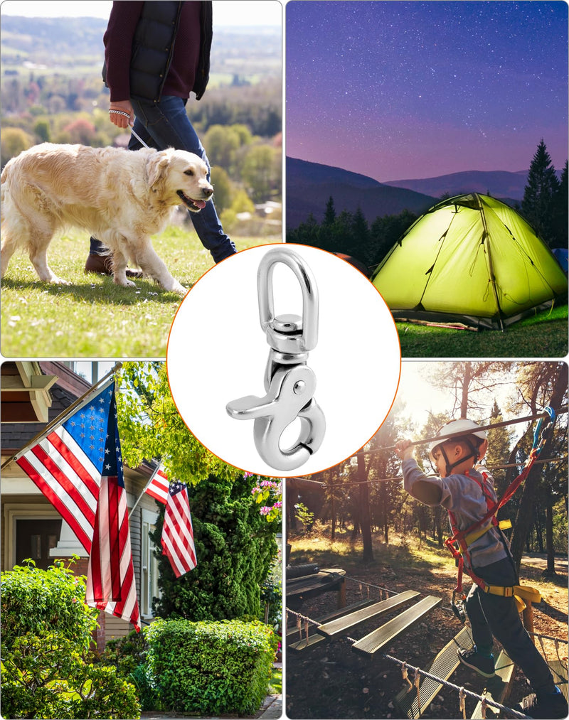 [Australia - AusPower] - QWORK Swivel Trigger Snap Hook, 4 Pack 2.56" Marine Grade Stainless Steel 316 Swivel Trigger Clip Hook, 130 Lbs Capacity, for Cages, Dog Leash, Flag Pole, Bag, Key Ring 