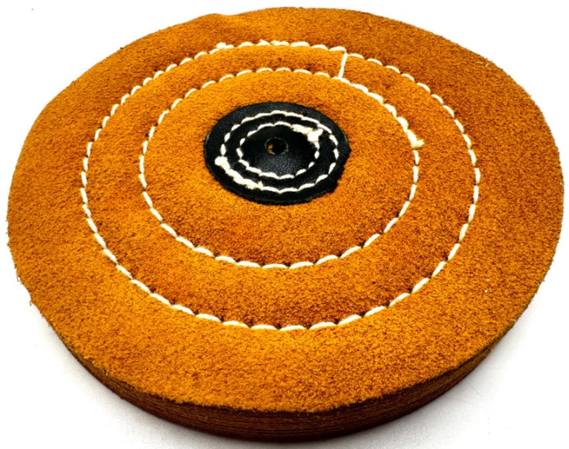 5" x Pin Hole Center 18 Ply Chamois Leather Buffing Polishing Wheel - Leather Center, Long Lasting, Ideal for Final Finish on Gold, Silver, Soft Metals with Rouge for Mirror Finish 5" Diameter x Pin Hole Center