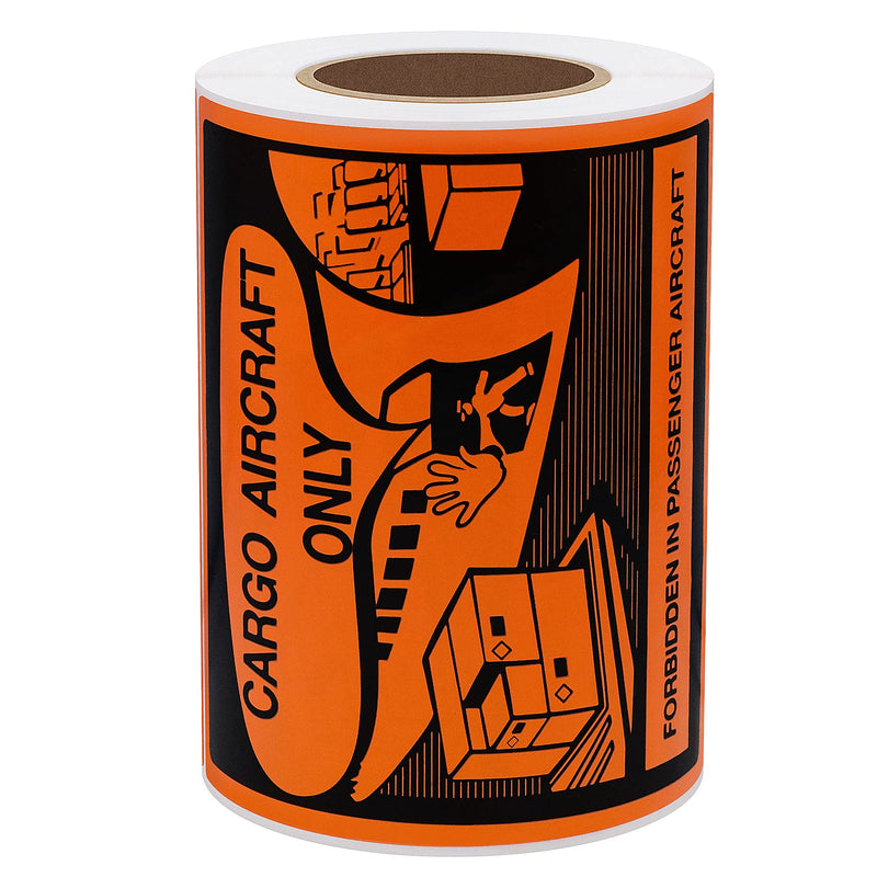 [Australia - AusPower] - Hybsk Cargo Aircraft Only Warning Labels 4 x 4 Inch Total 100 Adhesive Stickers On a Roll 
