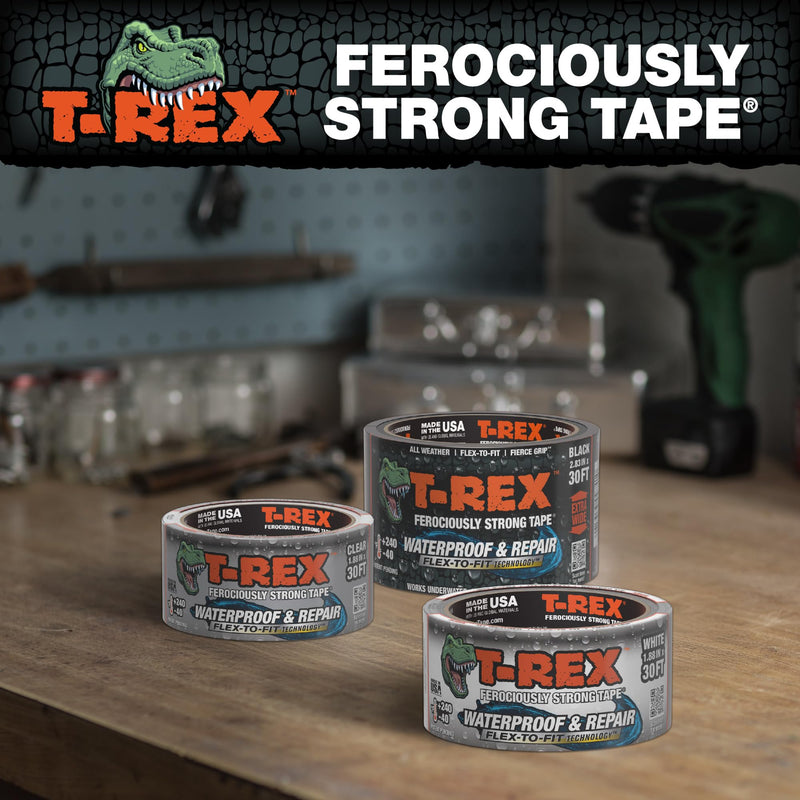 T-REX Flexible Waterproof Tape - Heavy Duty Adhesive Waterproofing Tape for Pool Repair, Leaks, Roof Patches - Extreme Weather & UV Resistance - Black, 1.88" x 30 ft. (Pack of 1) 1 Roll, 1.88" Width