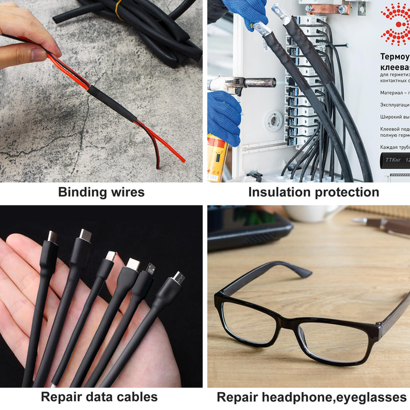 [Australia - AusPower] - Lsnisni 3.54 Inches Heat Shrink Tubing Kit 100 Pcs, Ratio 4:1 Adhesive Lined, Dual Wall Tube - Marine Grade Waterproof, 5 Diameters, Heat-Shrink Tube, Heat Shrink Cable Sleeve - Black 100PCS 