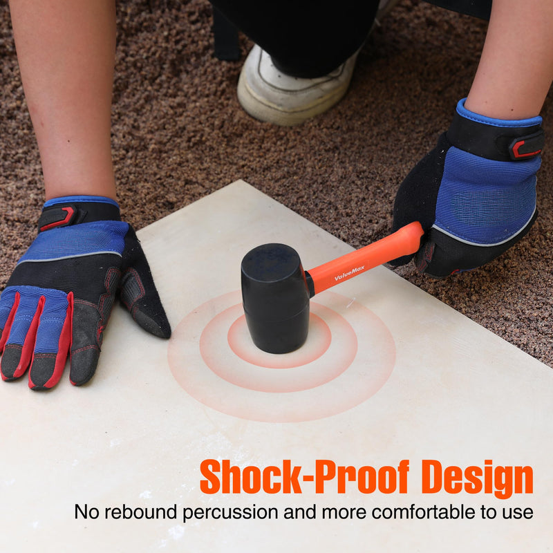[Australia - AusPower] - ValueMax 8oz Rubber Mallet Hammer, Fiberglass Handle, Double-Faced Soft Mallet, Soft Blow Tasks without Damage for Camping, Flooring, Tent Stakes, Woodworking 