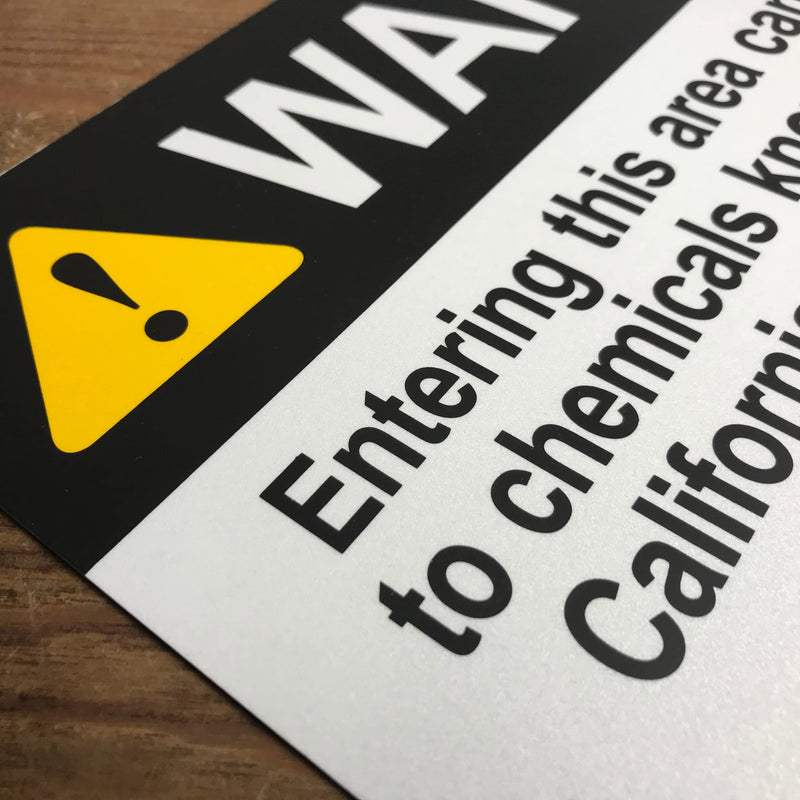 TRADESAFE Prop 65 Cancer and Reproductive Harm Warning Signs, Quick Install Aluminum Safety Sign, Light Reflective, UV-Resistant, Waterproof Signs for Business, 14” X 10” Proposition 65 Sign