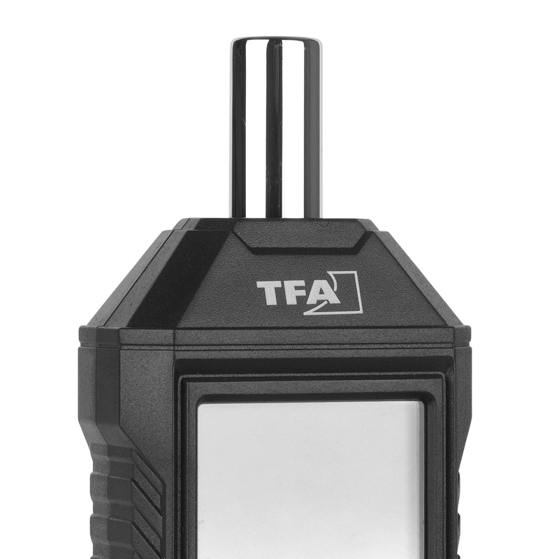 TFA Dostmann Sound Meter Digital Calibration 31.2002, 35 to 130 dBA, with Frequency Rating, Backlight, Includes Wind Protection, Storage Bag, Max. Min Function, Black