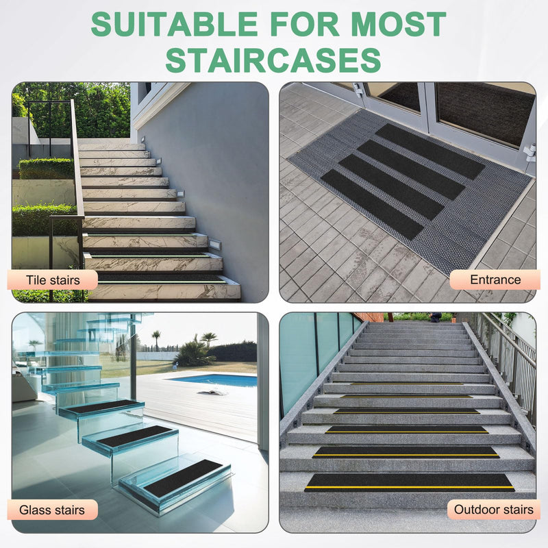 [Australia - AusPower] - 15-Pack Anti Slip Traction Tape 24" x 4" Best Grip Tape Grit Outdoor Non-Skid Tape High Traction Friction Abrasive Adhesive for Indoor/Outdoor Stairs Step [Black] 15 24 Inch X 4 Inch 