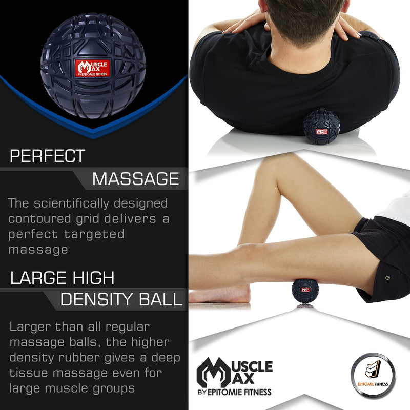 Epitomie Fitness Muscle Max Massage Ball - Therapy Ball for Trigger Point Massage - Deep Tissue Massager for Myofascial Release - Mobility Ball for Exercise & Recovery Navy Blue