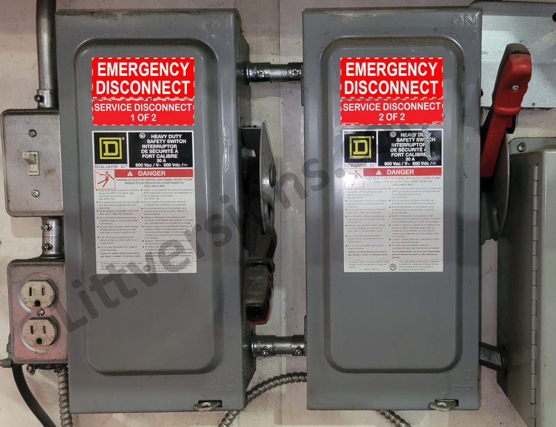 5 Pack 5"x 2" NEC Compliant RED Emergency Disconnect Outdoor Laminated Labels Decal Sticker Panel Heavy Duty Vinyl Waterproof Electrical Panel 5 Pack