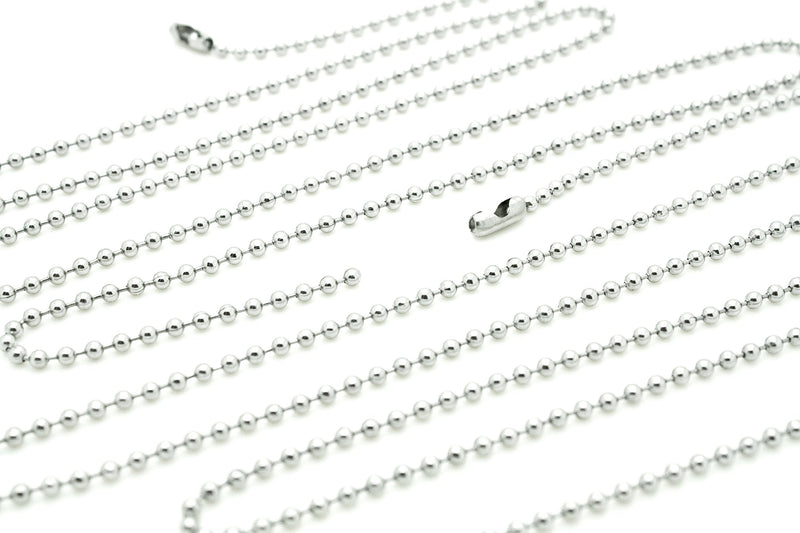 30 inch Military Spec Stainless Steel 2.4mm Ball Chain Necklaces - pack of 100 pcs