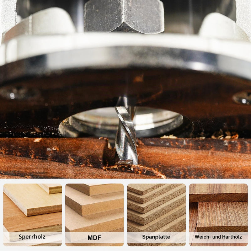 SpeTool Spiral Groove Cutter 8 mm Shaft Compression 32 mm Cutting Length Spiral Cutter CNC Milling Cutter Router Bit Slot Cutter Wood Up & Down Solid Carbide End Mill Cutter for Router Groove Cutter Wood Cutter 1 Dia8-Lenth32