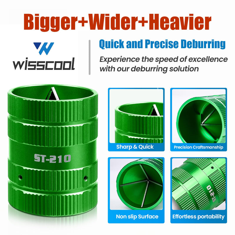 [Australia - AusPower] - WISSCOOL 1/4" to 2-1/4" Deburring Tool PlumbingTools Pipe Reamer Copper Pipe Cleaner Removing Burr Tools for Inner Outer Copper PVC Metal Aluminium(Green-Max) Green-Max 1/4" to 2-1/4" 