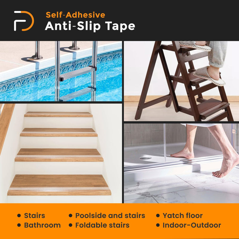 82ft Transparent Anti Slip Tape, Grip Tape for Stairs, Strong Adhesive Waterproof Tape, Yatch, Boat, Bathroom, Ladders, Pool, Carpet, Clear Grip Tape | Based in USA | 1" x 82ft 1" x 82'
