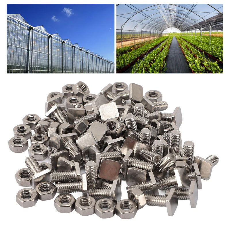 [Australia - AusPower] - 50 Sets Greenhouse Nuts and Bolts, Stainless Steel Ex Nuts and T Bolts Greenhouse Screws M6 X 13 Screws M6 Nuts Tool Assortment Set for Installing and Fixing Greenhouse 