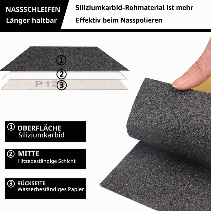 Stebruam 18-Piece Sandpaper Set Dry Wet Sandpaper 120-2000 Grit | 230 x 280 mm wet sandpaper, fine sandpaper for car, wooden furniture, metal and furniture Mix grit, 18 pieces