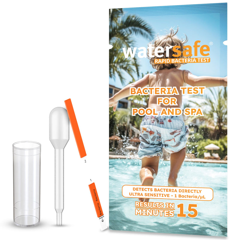 [Australia - AusPower] - Pool and Spa Rapid Bacteria Test by Watersafe, Test Strips to Detect Down to 1 Bacteria/μL in 15 Minutes, Including E. coli and Salmonella, Single Test 