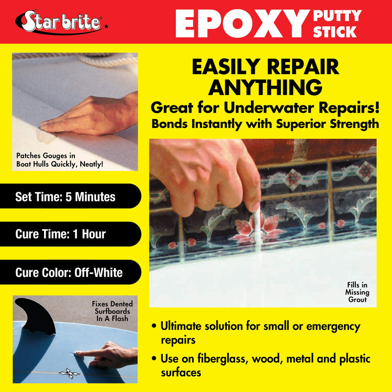 [Australia - AusPower] - STAR BRITE 4 Oz Epoxy Putty Stick - Easy, Fast, Permanent Repairs Even Underwater - Repair Boat Hulls, Decks, Pools, Spas, Hot Tubs, Leaking Gaskets, Tanks, Gutters & More Fiberglass, Wood, Plastic 