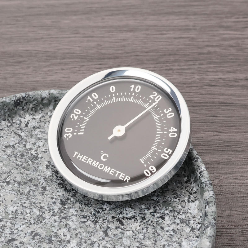 [Australia - AusPower] - 2pcs 58mm Car Thermometer Mini Round Car Thermometer Mechanical Analog Temperature Gauge for Car Home Office Workshop, Black 