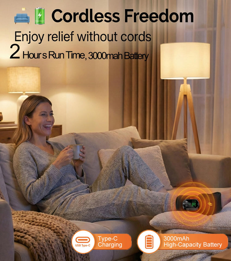 Foot Massager for Neuropathy Plantar Fasciitis Pain Relief, Cordless Heated Vibrating Cloud-Soft Ankle Wrap Feet Massage, Portable 2H Run Time, 6 Heats, 3 Modes, Auto-Off Timer, 1pcs Blackx1