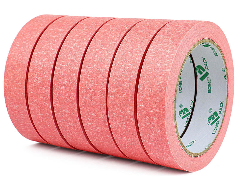 BOMEI PACK 6 Pack Pink Painters Tape, 0.94" x 30yds, Premium Painting Masking Tape, Clean Release Paper Tape for Home and Office