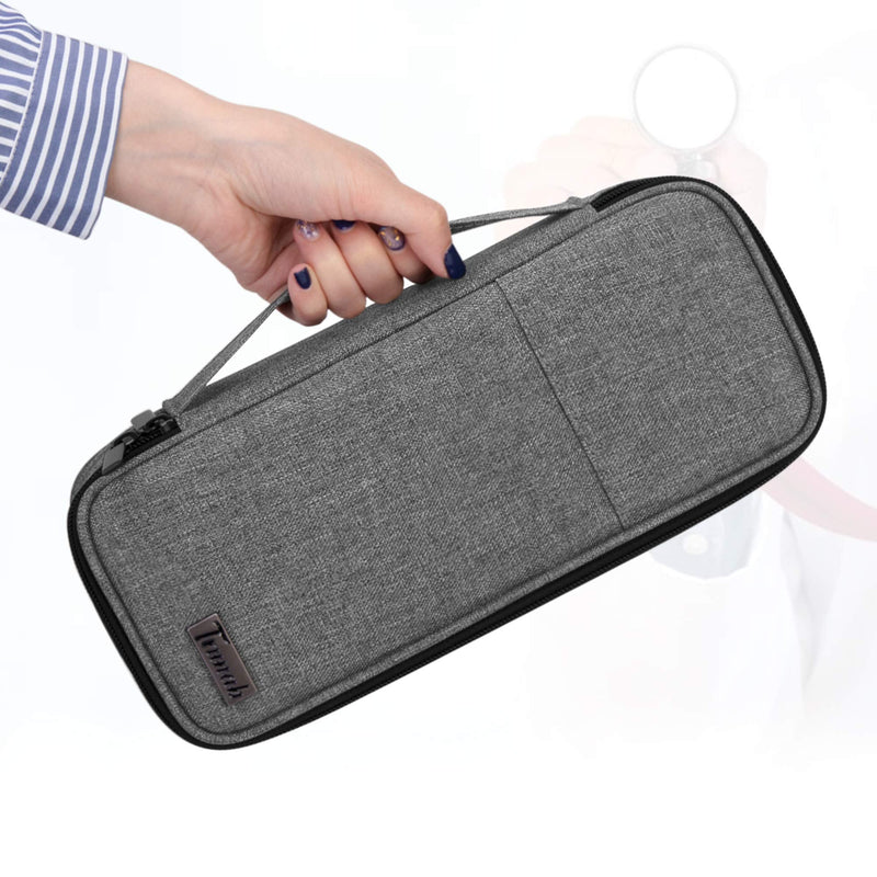 Trunab Stethoscope Case Compatible with 3M Littmann/MDF/ADC, Grey | Stethoscope case pencil case with inner pocket empty and suitable for other accessories gray