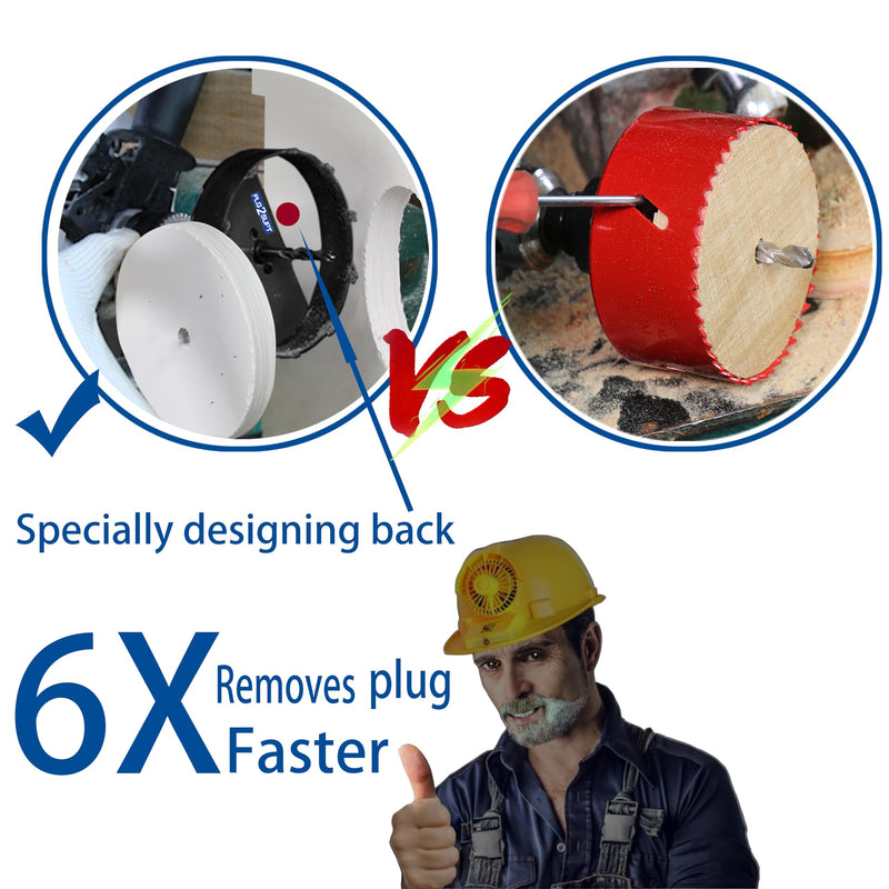 6-3/8” Carbide Grit Hole Saw Cutter for 6” Recessed Light Segmented Cutting Edge 1.2X Faster Than Unsegmented for Drilling Cutting Drywall Ceiling Tile Wood Plaster MDF Drywall 6-3/8"(162mm)