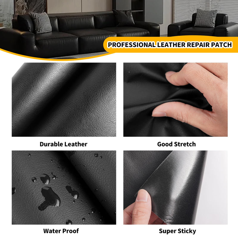 JuCheng Leather Repair Kit -Leather Repair Patch Self-Adhesive Waterproof Patch & Glue for Furniture, Car Seats, Sofa, Couch, Vinyl - Instant Fix for Tears & Scratches (Grey, 17X158 inch) Grey 17 in x 158 in