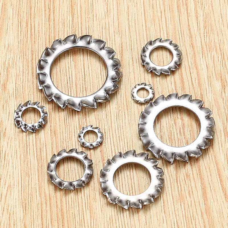 [Australia - AusPower] - 330 Pcs External Tooth Star Lock Washers, Stainless Steel External Starlock Washers Assortment Set, Tooth Locking Ring Washers Kit - M2.5 M3 M4 M5 M6 M8 M10 M12 
