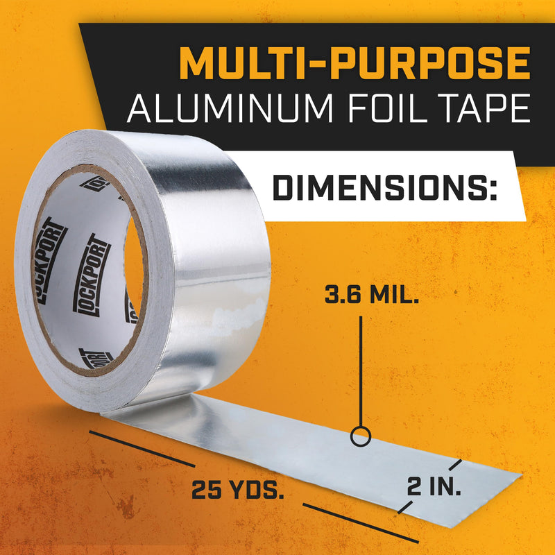 Lockport Aluminum Foil Tape 2" x225 ft - 3 Pack - Aluminum HVAC Tape - HVAC Duct Sealing, Dryer Vent, Heat Insulation & Ductwork Repairs - Heat Resistant, Waterproof, Professional Grade 3-Pack (225 ft)