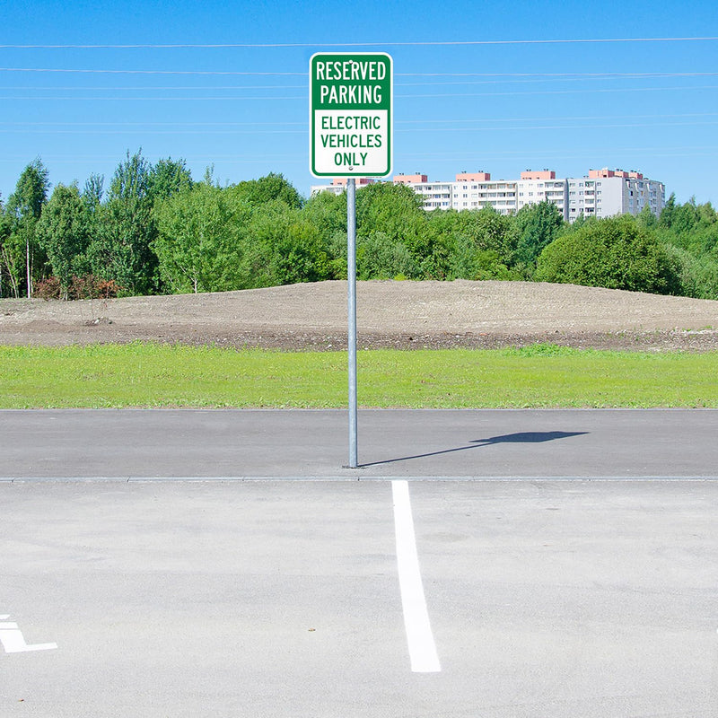 SmartSign 18 x 12 inch “Reserved Parking - Electric Vehicles Only” Metal Sign, 63 mil Aluminum, Green and White, Made in USA