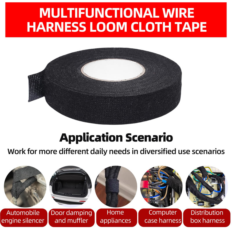 6-Pack Wire Harness Tape,Friction Tape 3/4-Inch by 50-Foot,High Temp Wire Cable Loom Self-Adhesive Tape for Automobile Electrical and Engine Wire Noise Dampening,Audio Wire Harness