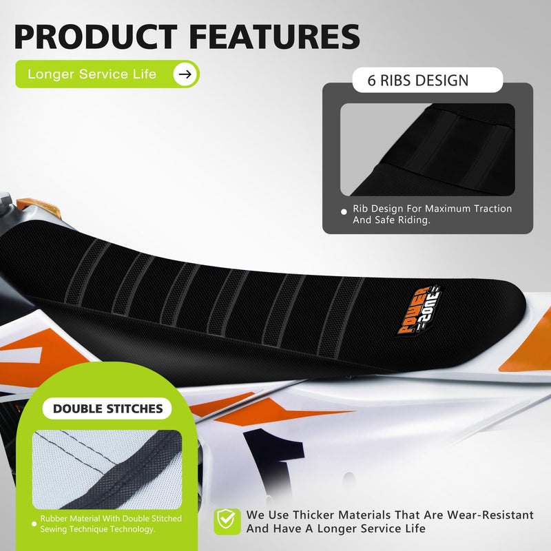 [Australia - AusPower] - Ribbed Electric Bike Seat Cover Compatible with Tutti Soleil 01 - Non-Slip Waterproof Rubber Seat Cushion Protector (Black) Black 