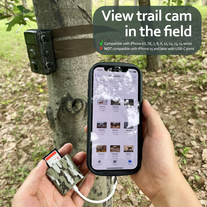 [Australia - AusPower] - Trail Camera Viewer, Plug & Play for Hunters to View Images and Videos from Game Camera for iPhone 6S, SE, 7, 8, X, 11, 12, 13, 14 Series For iPhone 6S - 14 series 
