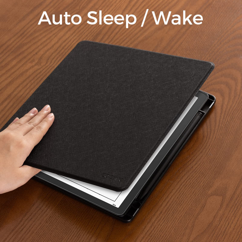 [Australia - AusPower] - CoBak Case for Kindle Scribe - All New PU Leather Cover with Auto Sleep Wake Feature for Kindle Scribe 10.2" 2022 Released with Pen Holder Black 