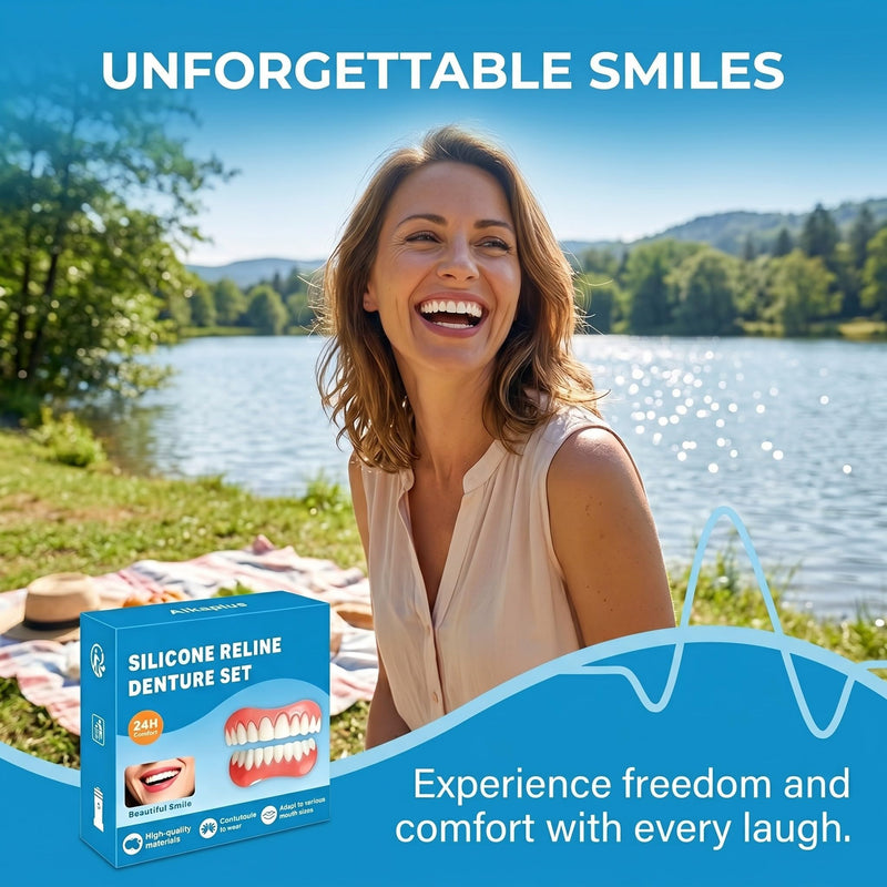 Pack of 2 Dentures, Dentures, Includes Upper and Lower Teeth, Comfortable Adjustment, Removable, Repeat Use for Women and Men