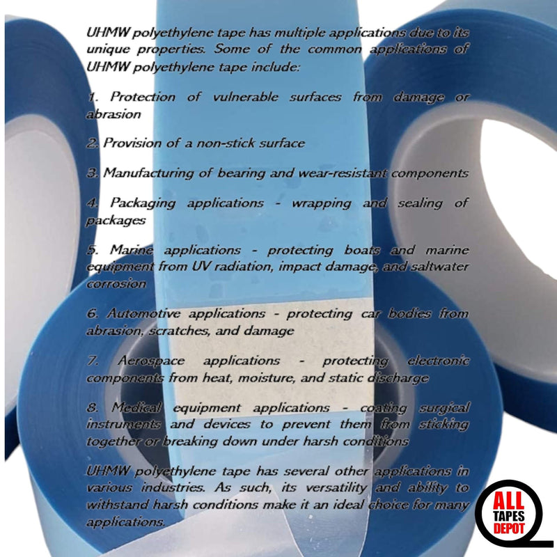 UHMW-20A Polyethylene Transparent Tape, Aggressive Adhesive 1" X 18YD Pack of 1 ROLL, Clear