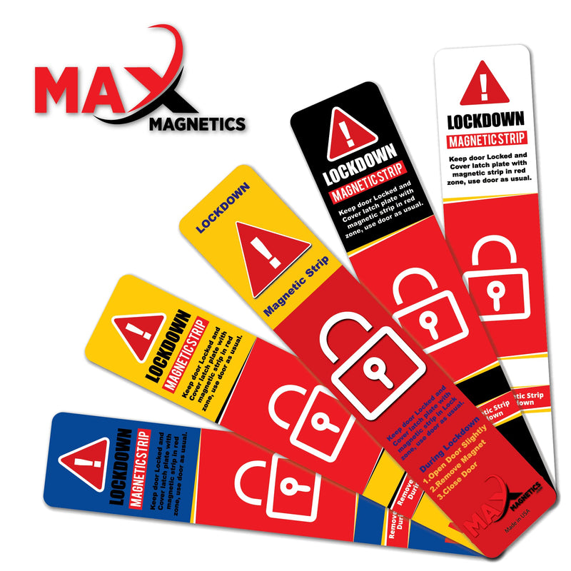 10 Pack Max magnetics Black Lockdown Magnetic Strips for Door Frames - High-Density Magnet Security Devices for School & Office - Strong Adhesion & PVC Top Layer, Smooth Opening & Closing 10