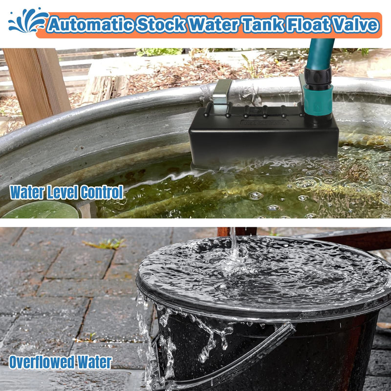 Water Trough Float Valve for Stock Tank,Water Tank Float Valve Level Control for Pond Farm Livestock Cattle Goat Horse Swimming Pool, Autofill Livestock Waterer with Hose Connector Stock Tank Float Valve with Connector-1PCS