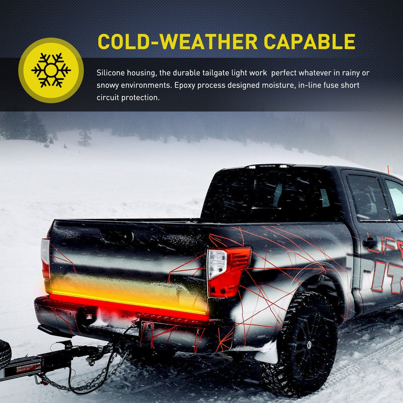 [Australia - AusPower] - Nilight TR-04 Truck Tailgate Bar 60" Triple Row 504 LED Strip with Red Brake White Reverse Sequential Amber Turning Signals Strobe Lights，2 Years Warranty 60" LED Strip 