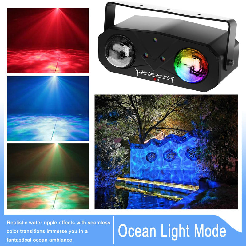 [Australia - AusPower] - Party Lights DJ Disco Light,Disco Ball Star Projector RGB LED Strobe Lights Stage Light Sound Activated Ocean Wave Effect for Parties Club Holiday Christmas Birthday Wedding Party Lights 