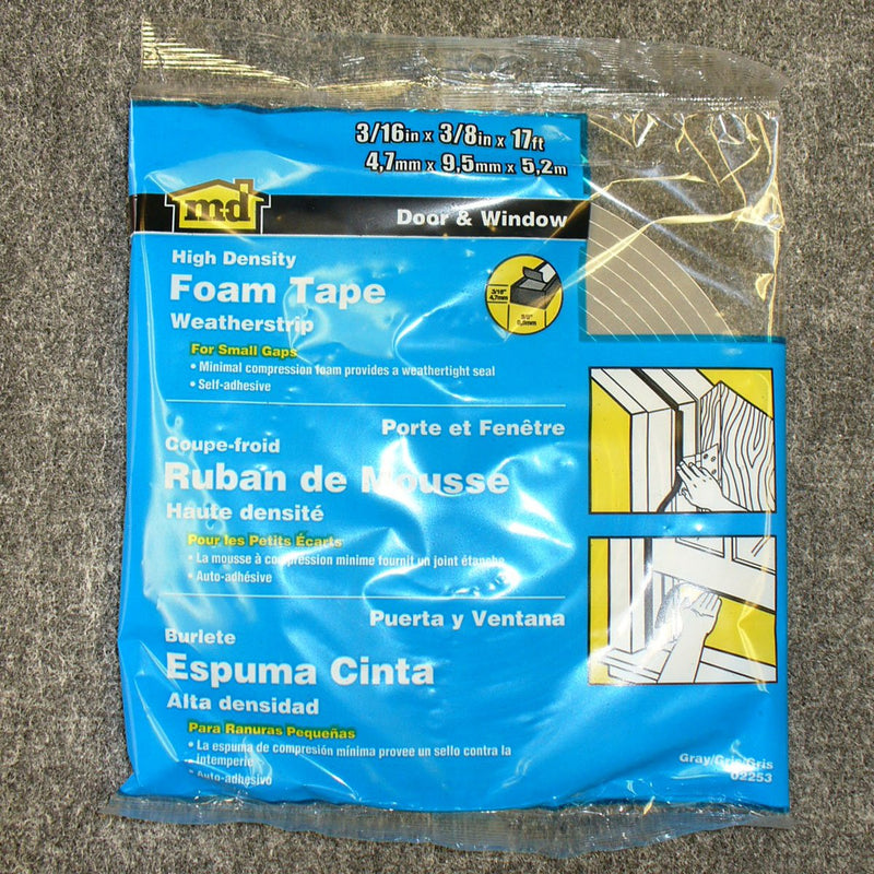 [Australia - AusPower] - Weather Proof Closed Cell PVC Foam Tape MD Building Products 02279 Gray 1/4" x 1/2" x 17' 