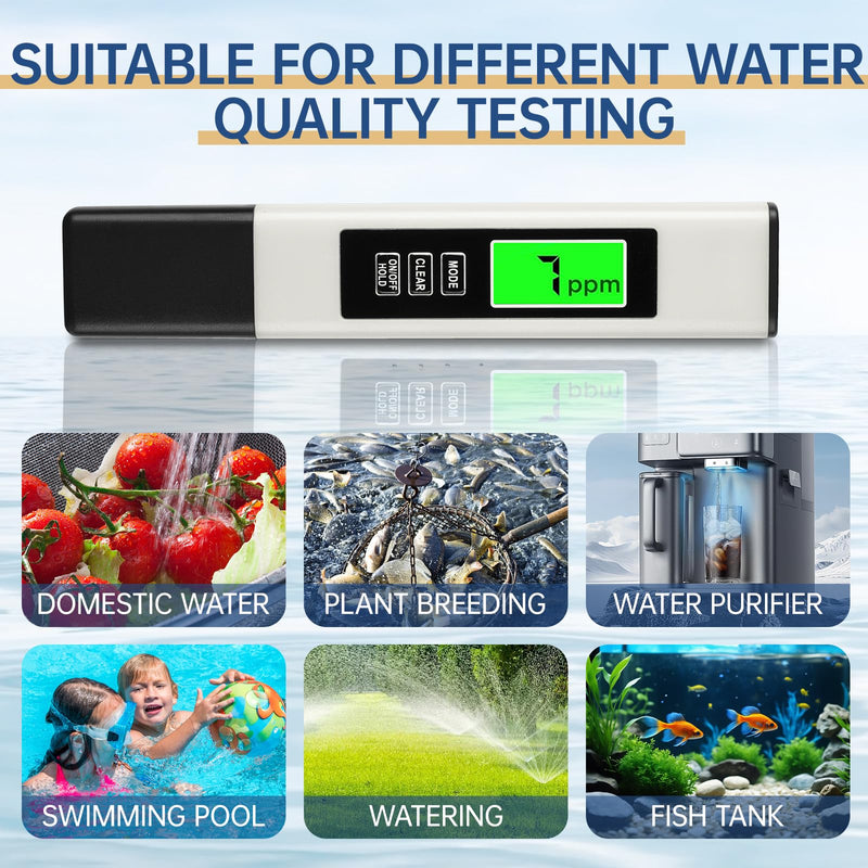 [Australia - AusPower] - 2025 New 4-in-1 Digital TDS Meter – Water Quality Tester | EC, Temperature (℃/℉) & 0-9999 ppm for Drinking Water, Aquariums & RO-RODI Systems – White 