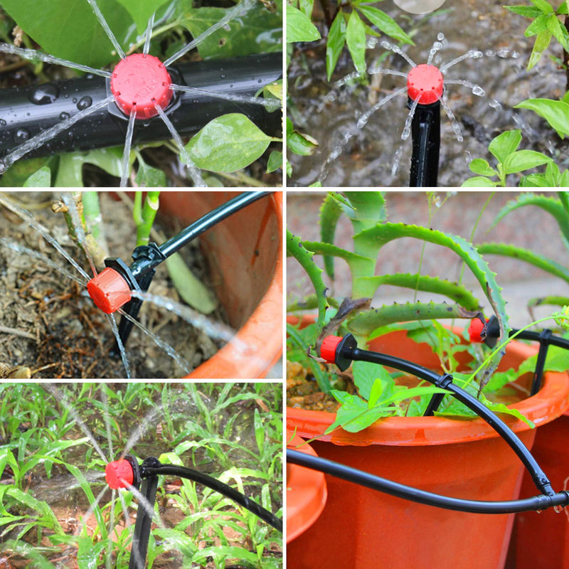 [Australia - AusPower] - Kalolary 200Pcs Adjustable Irrigation Drippers, 1/4 Inch Barbed Drip Emitter 360 Degree Watering Sprinklers Anti-Clogging Drippers for 4mm/7mm Garden Watering System?Red? 200Pcs Red 