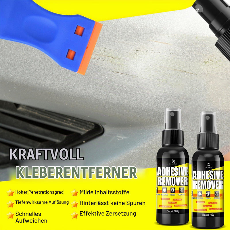 Adhesive Remover Set 200 ml - Label Remover & Glue Remover with Scraper, Safe for Paint & Glass, Removes Adhesive Residue, Labels, Stickers & Tape Residue - Surface-Safe Adhesive Spray 200ml