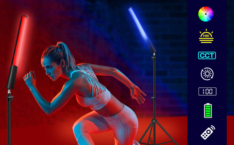 RGB Video Light Wand, Handheld Multi Color LED Tube Light Stick with Remote Control, Dimmable 2500K-6500K CRI97+ Full-Color LED Light with 2500mAh Rechargeable Battery, 12 Light Scenes Migic-P400S