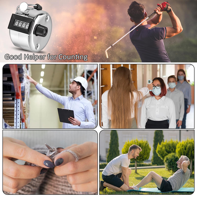[Australia - AusPower] - 12 Pcs Hand Tally Counter 4-Digit Lap Counter Clicker, Manual Mechanical Handheld Pitch Click Counter with Finger Ring for School Golf & Knitting Row Croche 