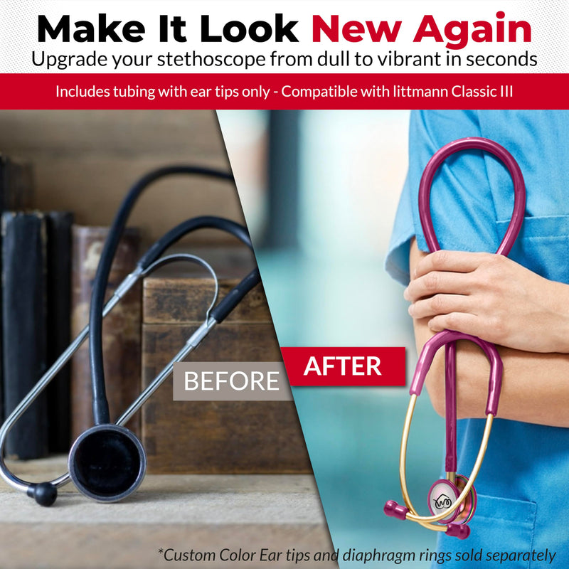 [Australia - AusPower] - Stethoscope Replacement Tubing Compatible with Littman Classic III – Durable, Flexible Stethoscope Tube Accessory to Replace Damaged Tubing (Black) Black 