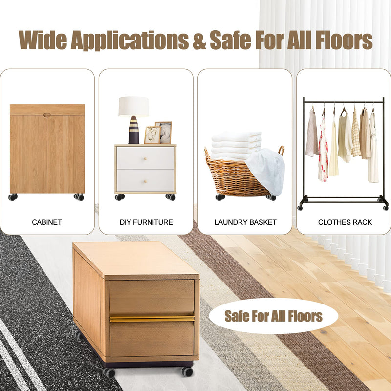 [Australia - AusPower] - Self Adhesive Caster Wheels Set for Trash Can, Storage Box (4PCS, 1.5") 