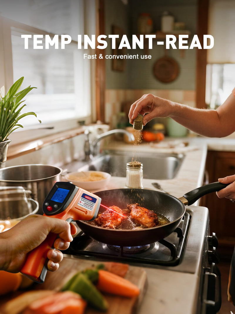 [Australia - AusPower] - SMART JERRY - Infrared Thermometer Gun | Non-Contact Digital Temperature Gun with -58°F to 788°F Range for Cooking, HVAC | Industrial & Home Use | Instant-Read with Backlit Display 