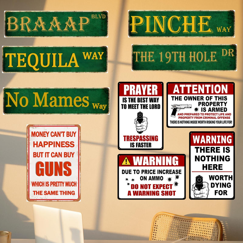 4 Pack Funny No Trespassing Sign Gun Signs No Tresspassing Private Property Metal Tin Signs Warning Signs For Property Warning Signs For Home Funny No Trespassing Signs Private Property 8x12 Inch white black
