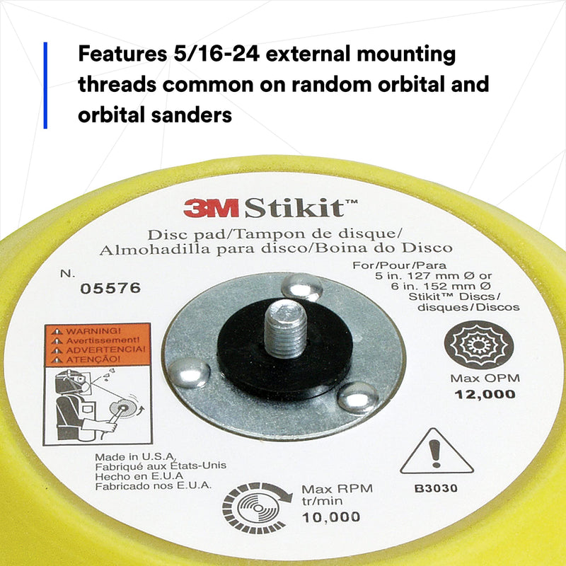 [Australia - AusPower] - 3M Stikit Disc Pad, 05576, 6 in, 3/4 in x 5/16-24 in, For PSA Discs, Sander, Durable Foam Body 