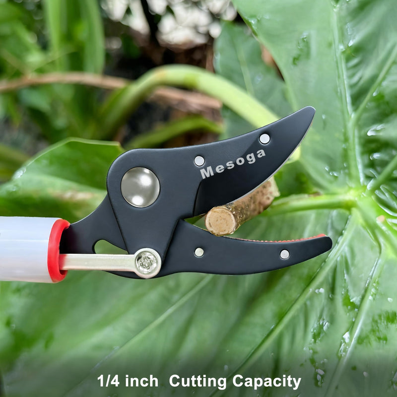 Tree Pruner, 4 FT Long Reach Pruner with SK5 Steel Blade, Aluminum Pole Tree Trimmer, Fruit Picking Tool, Cut and Hold, Bypass Pruner